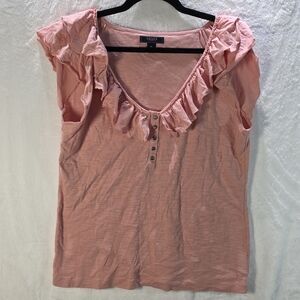 Womens Chaps Light Pink Ruffled Sleeveless Blouse Size XL